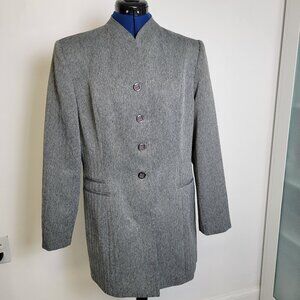 Larry Levine Suits Womens Gray Lined Collarless Suit Jacket 12